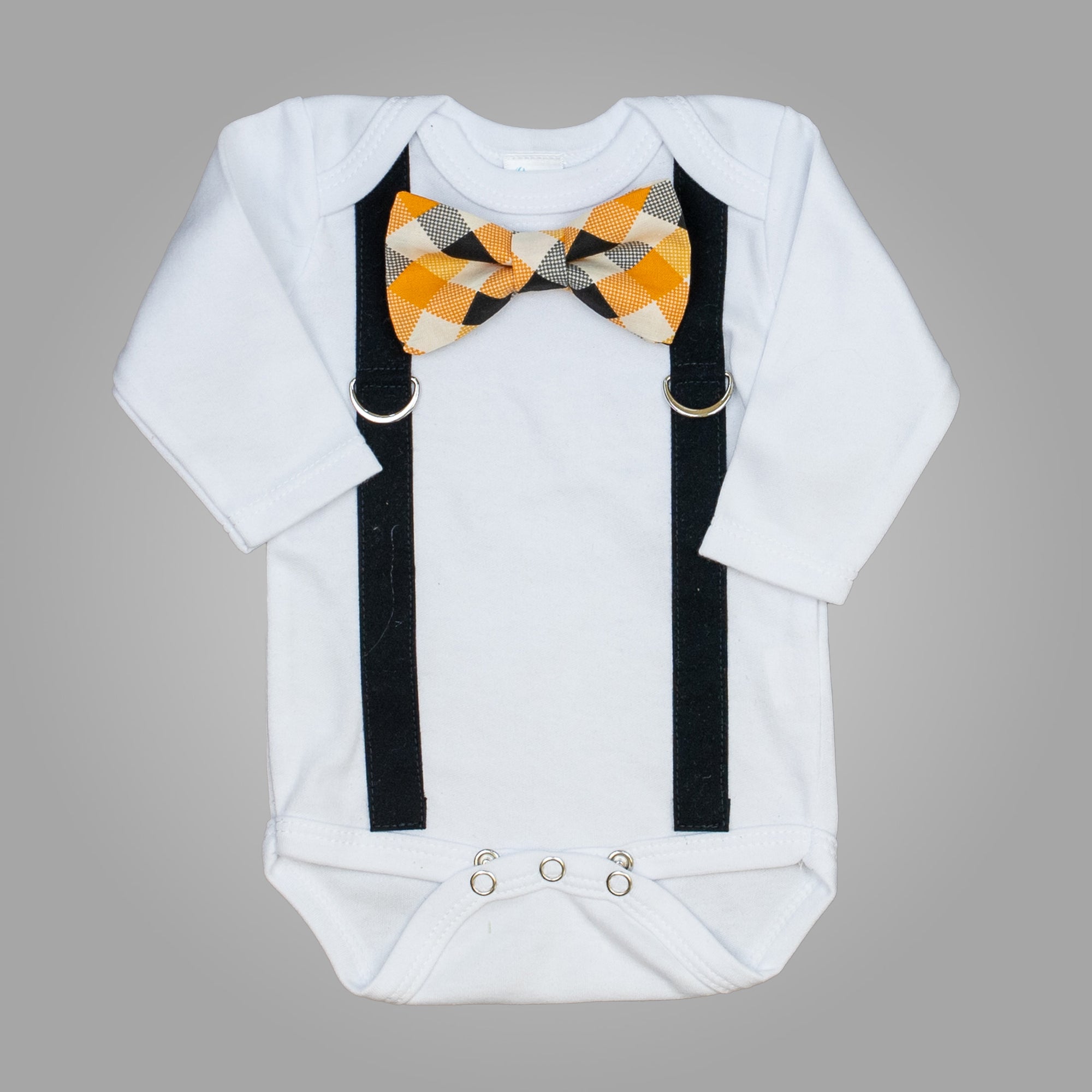 Black Suspenders | Halloween Large Plaid Bowtie