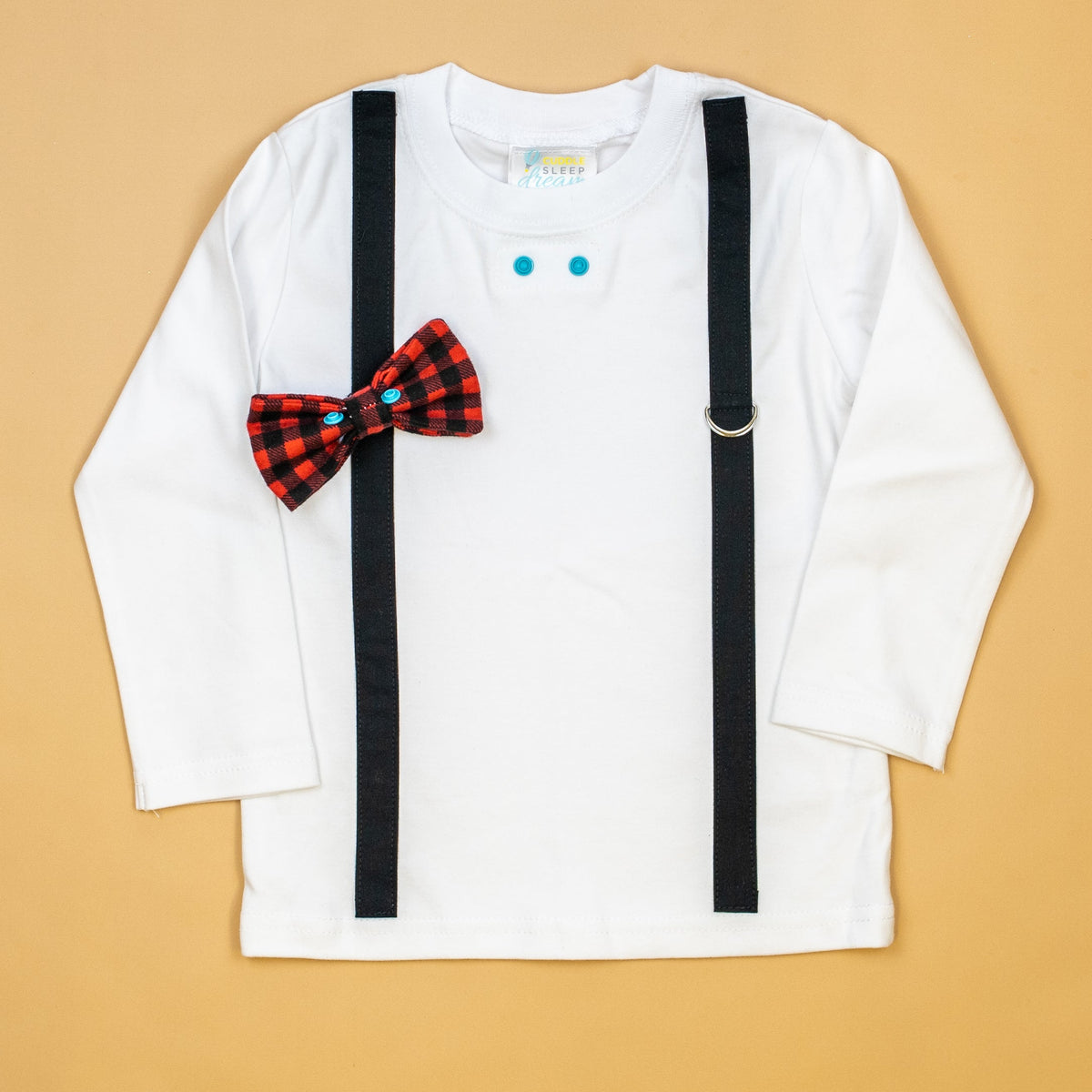 Cuddle Sleep Dream Oh Snap Black Suspenders | Buffalo Plaid Bowtie | TShirt