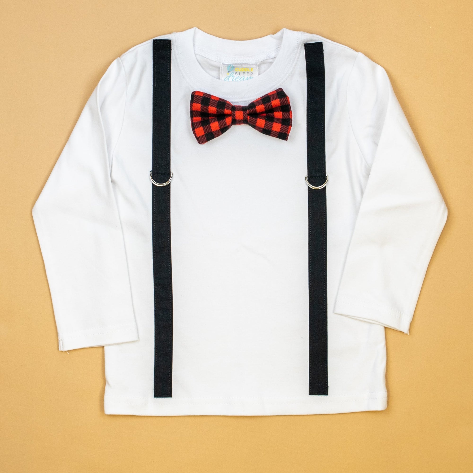 Cuddle Sleep Dream Oh Snap Black Suspenders | Buffalo Plaid Bowtie | TShirt