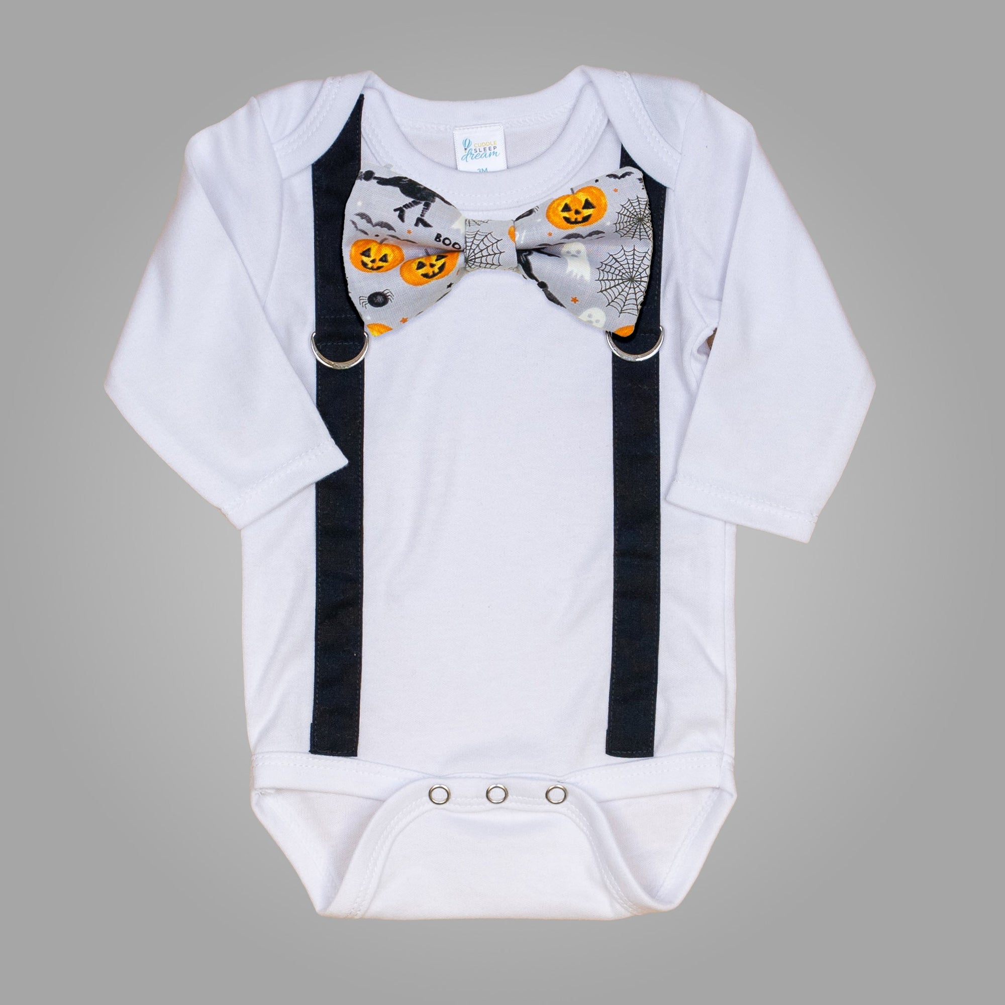 Cuddle Sleep Dream Oh Snap Black Suspenders | Halloween on Gray Bowtie