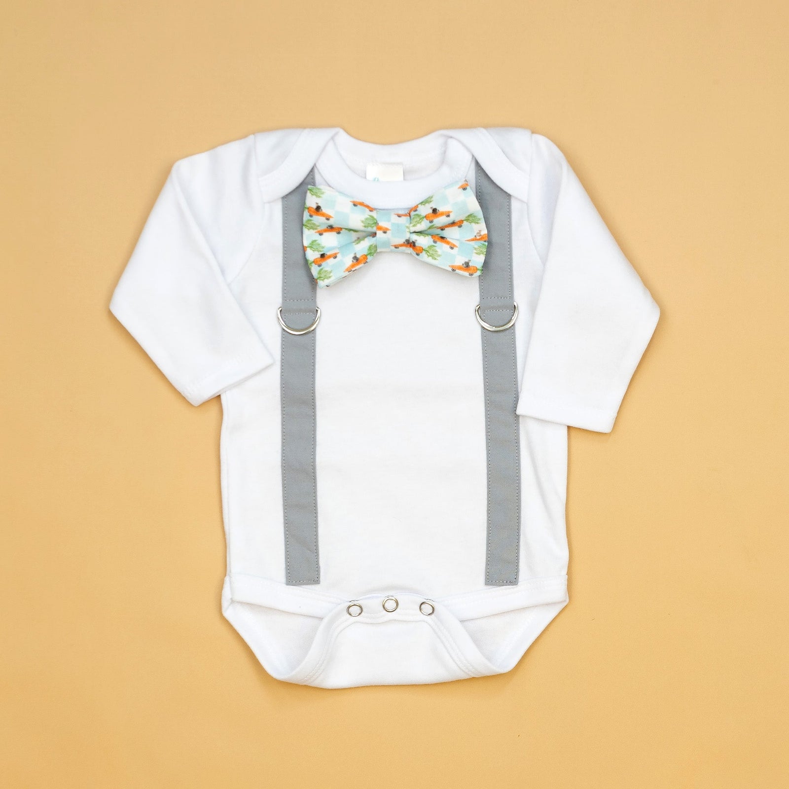 Cuddle Sleep Dream Oh Snap Light Gray Suspender | Carrot Racers Bowtie