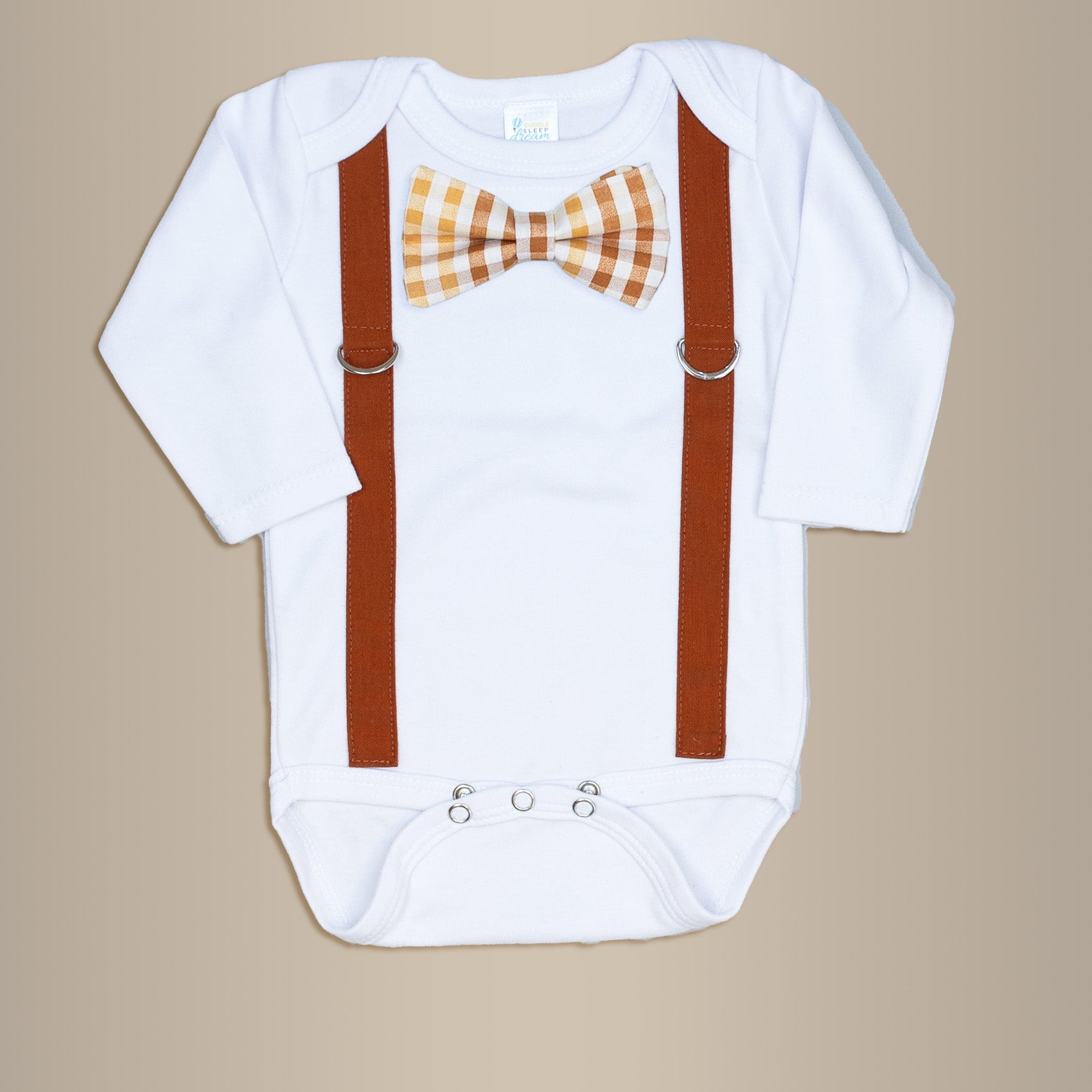 Cuddle Sleep Dream Oh Snap Burnt Orange Suspender | Rust/Orange Check Bow Tie