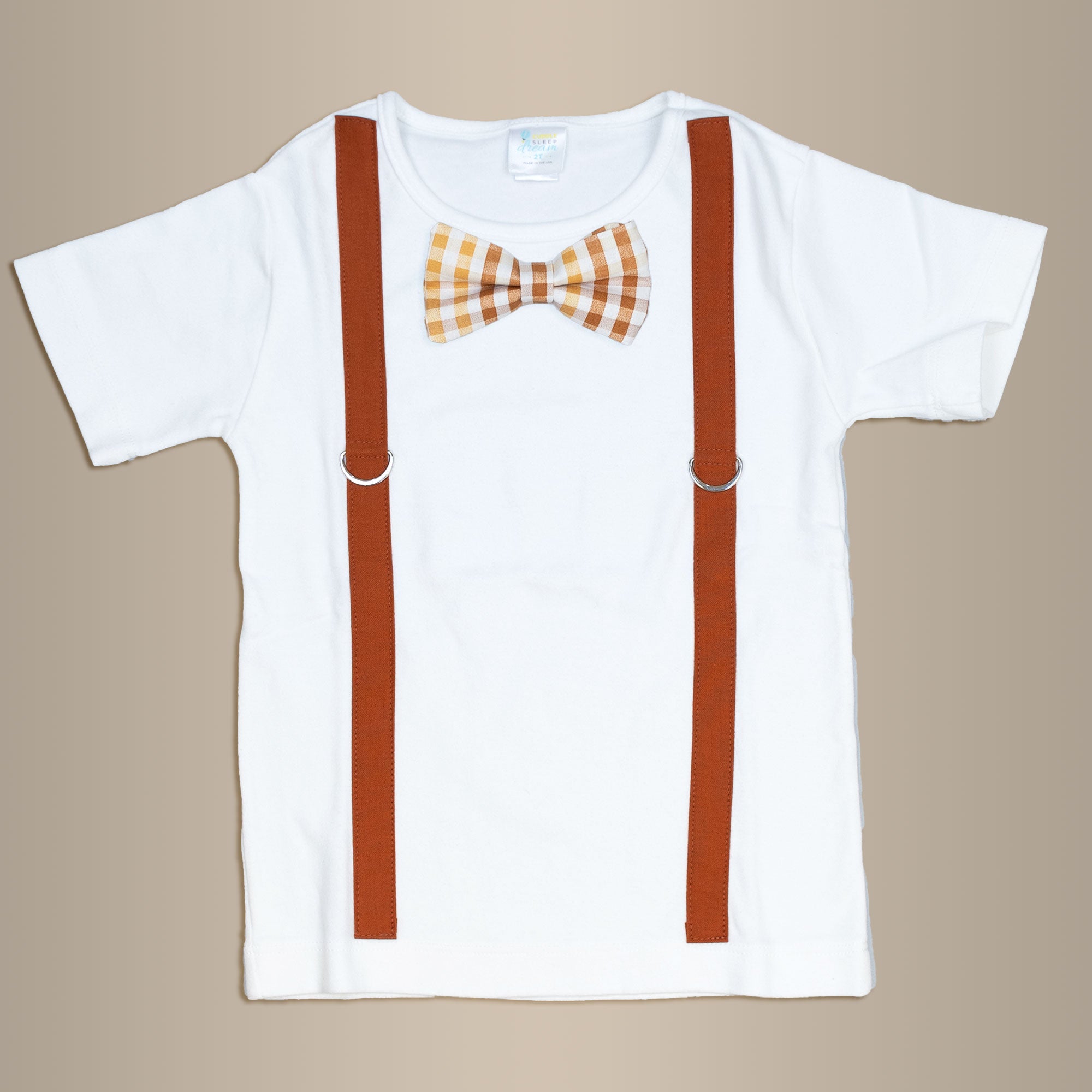 Cuddle Sleep Dream Oh Snap Burnt Orange Suspender | Rust/Orange Check Bowtie