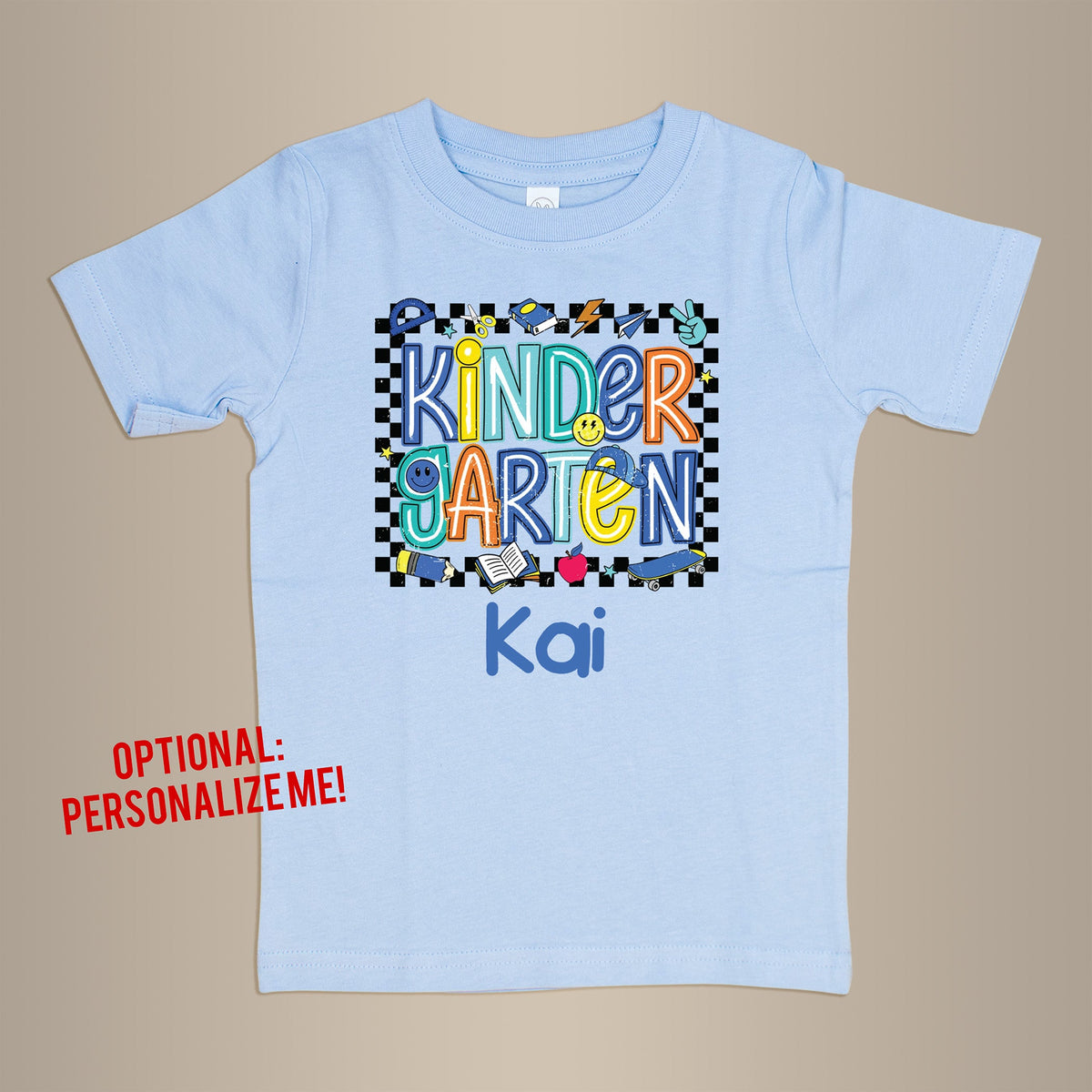 Cuddle Sleep Dream Checked Box School Tee | Light Blue Tee