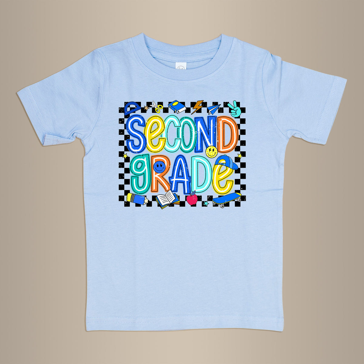 Cuddle Sleep Dream 3t Short Sleeve / 2nd Grade Checked Box School Tee | Light Blue Tee