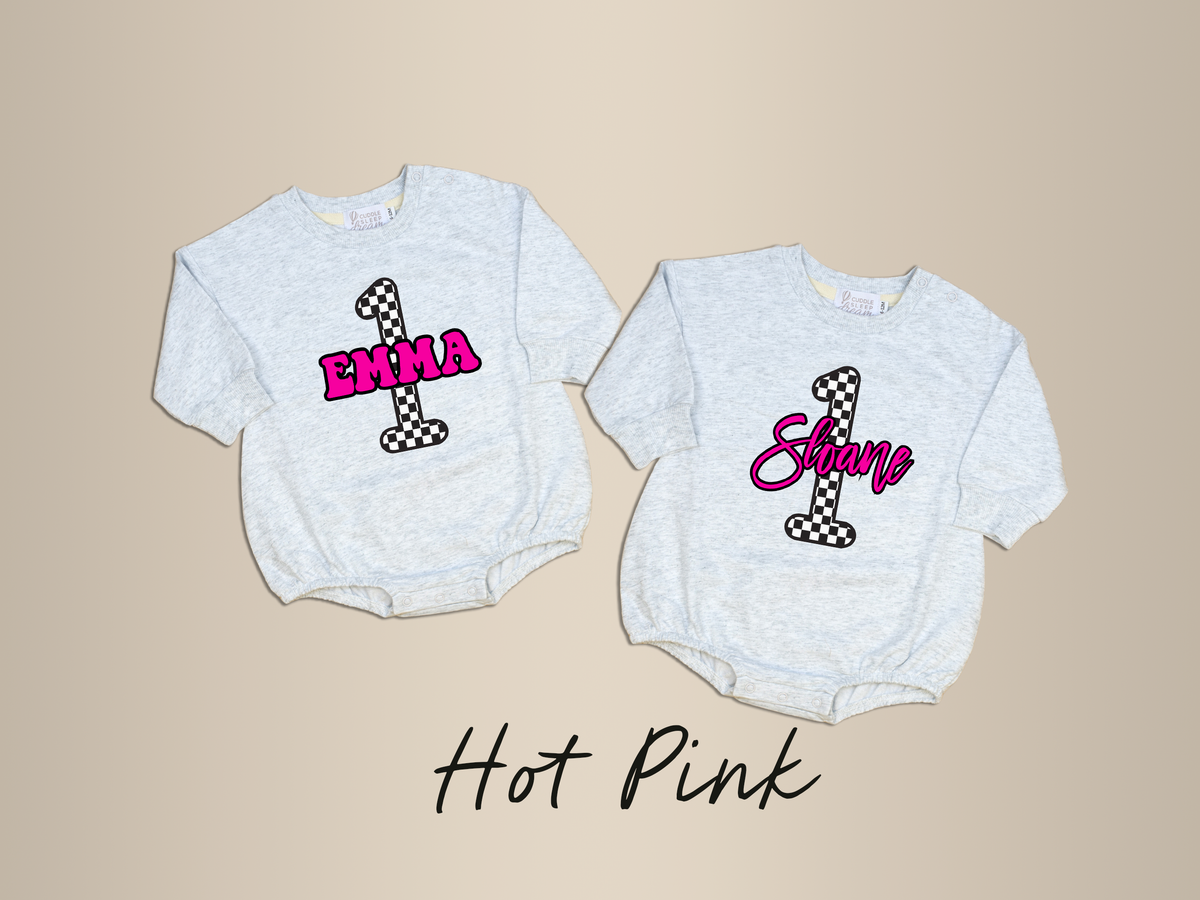 Cuddle Sleep Dream Sweater Romper Checkerboard 1 | 1st Birthday Gray Sweatshirt Romper