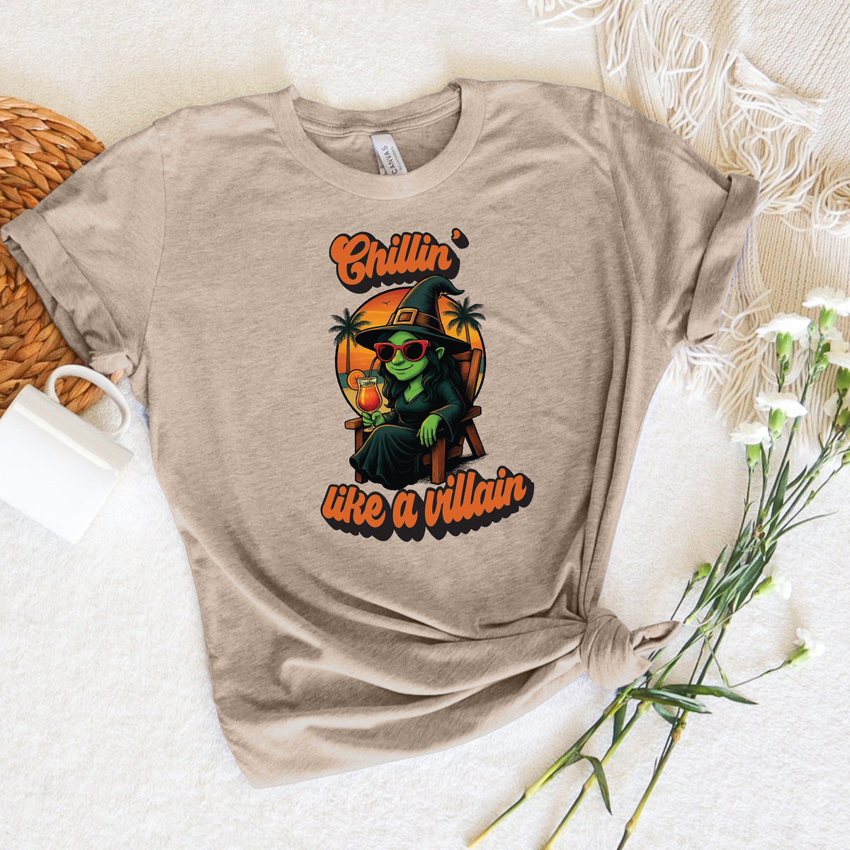 Printify T-Shirt Heather Tan / XS Chillin&#39; Like a Villain Tee