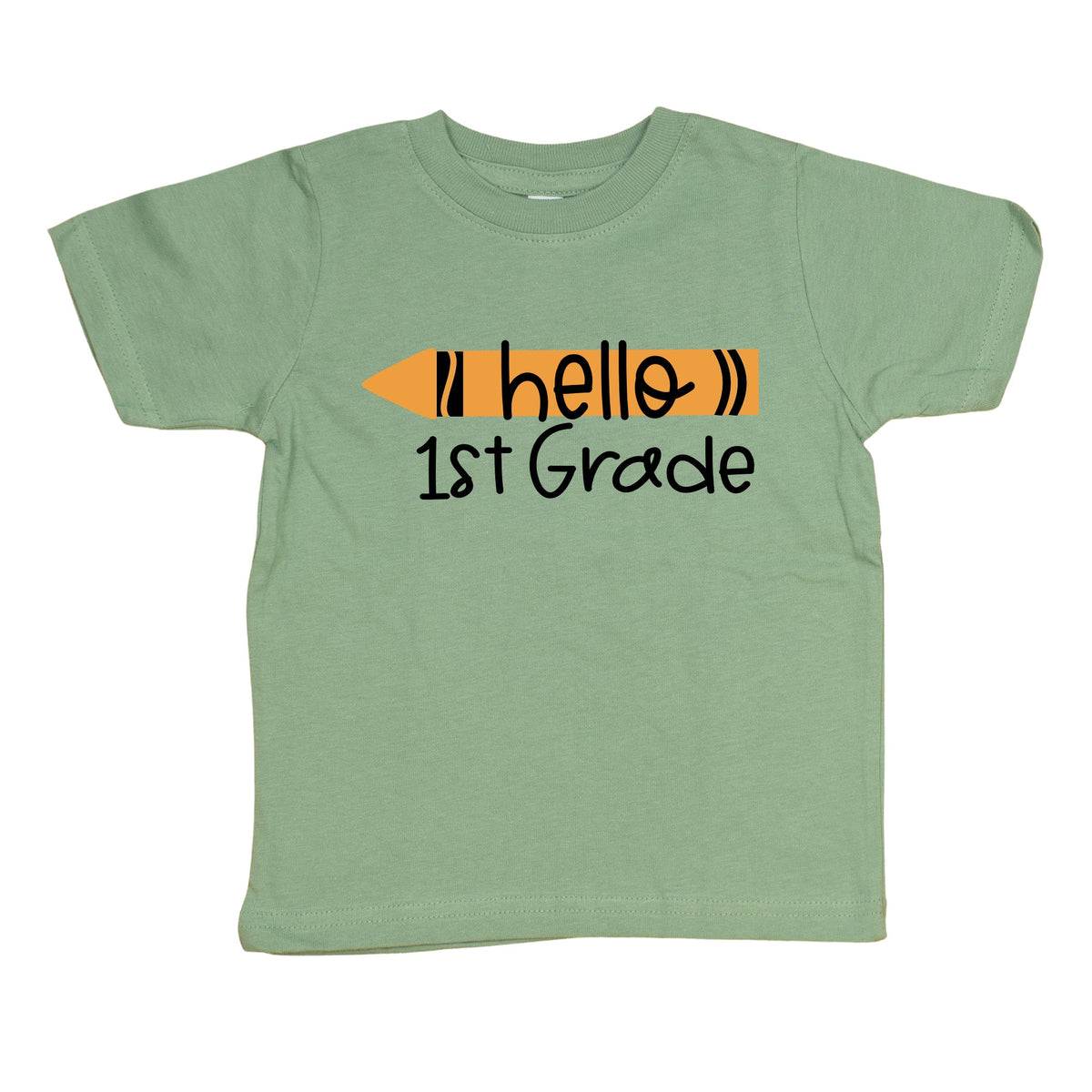Cuddle Sleep Dream Graphic Tee 1st Grade / 5/6 Short Sleeve Crayon Hello School Year | Sage Green Tshirt