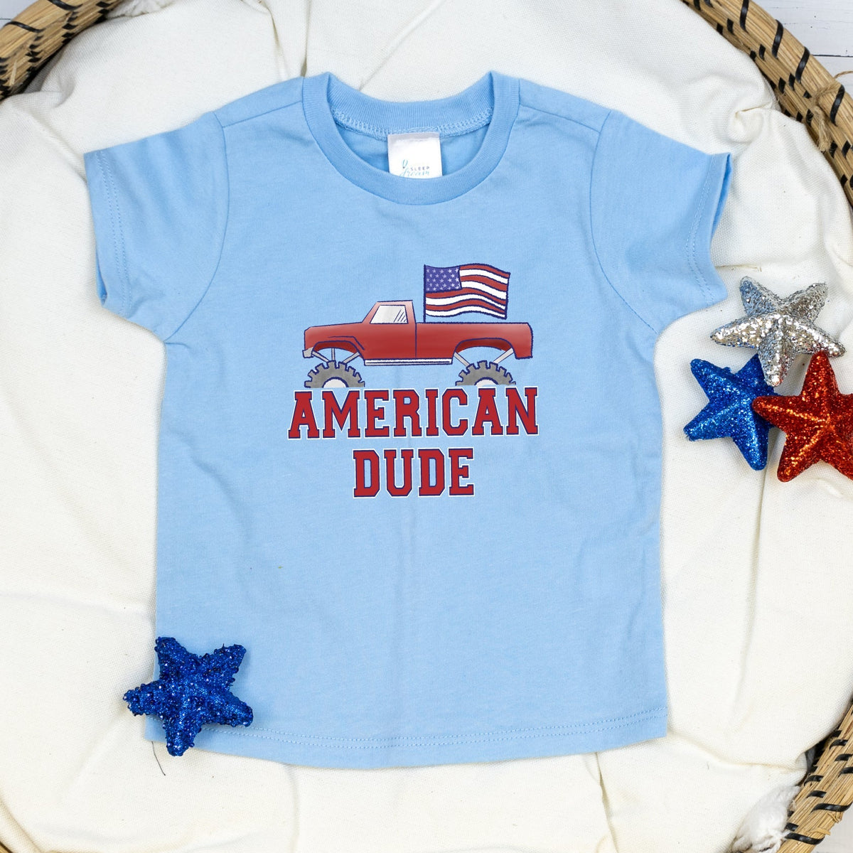 Cuddle Sleep Dream American Dude | Light Blue Tee