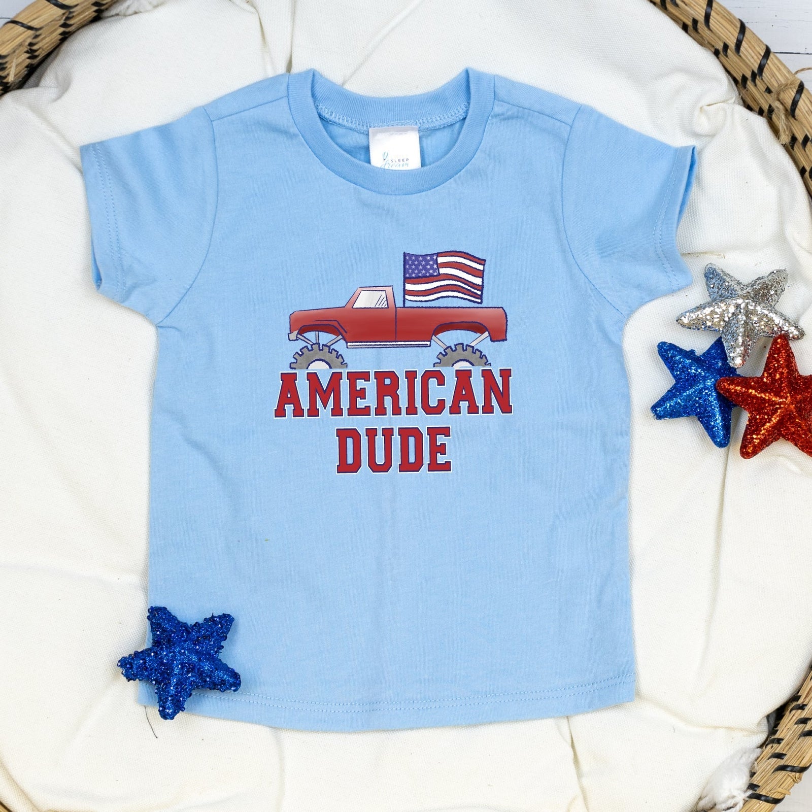 Cuddle Sleep Dream American Dude | Light Blue Tee