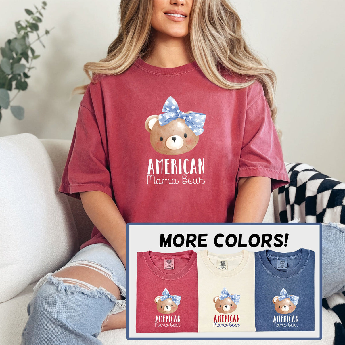 Cuddle Sleep Dream American Mama Bear  | Adult Tshirt