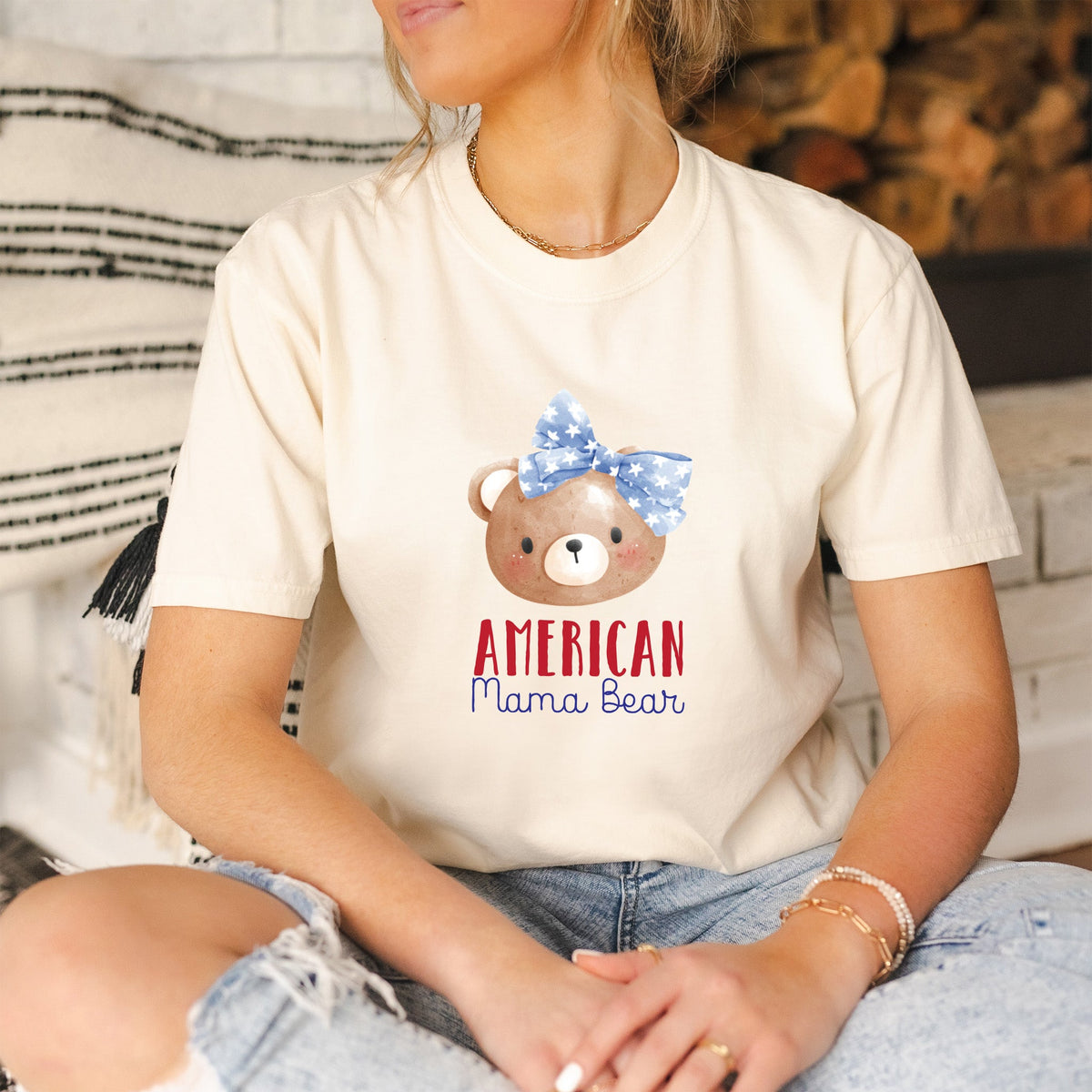 Cuddle Sleep Dream Ivory / Small American Mama Bear  | Adult Tshirt