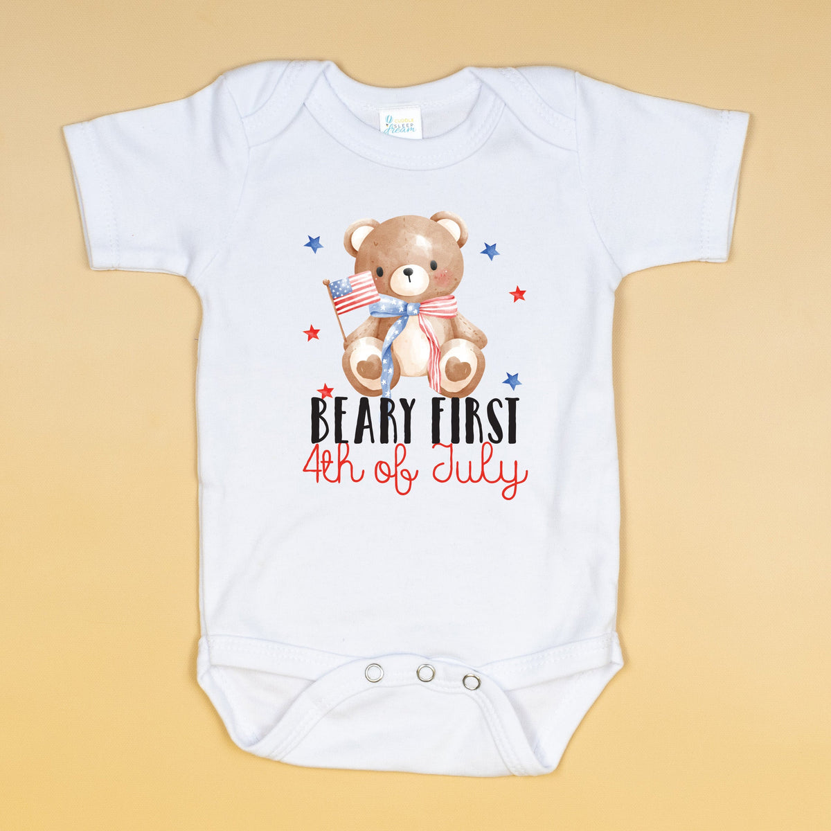 Cuddle Sleep Dream Beary First 4th of July | White Bodysuit