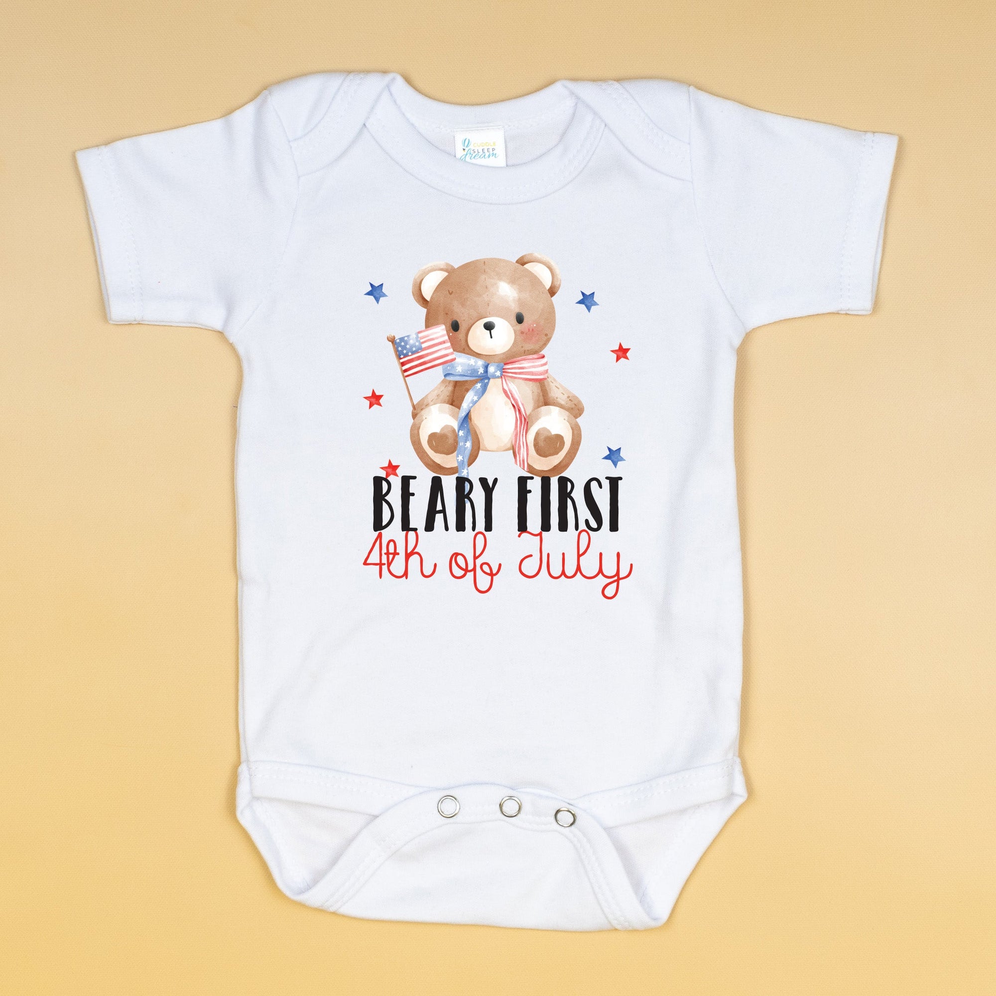 Cuddle Sleep Dream Beary First 4th of July | White Bodysuit