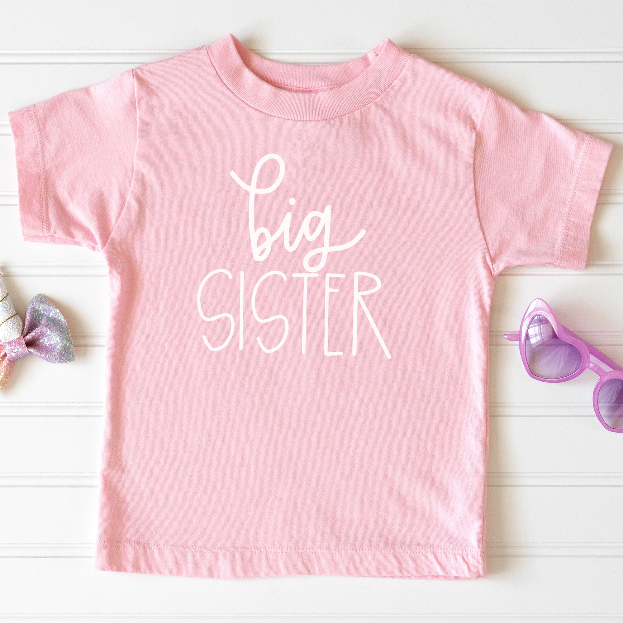 Cuddle Sleep Dream Big Sister, script style | Pink Tshirt