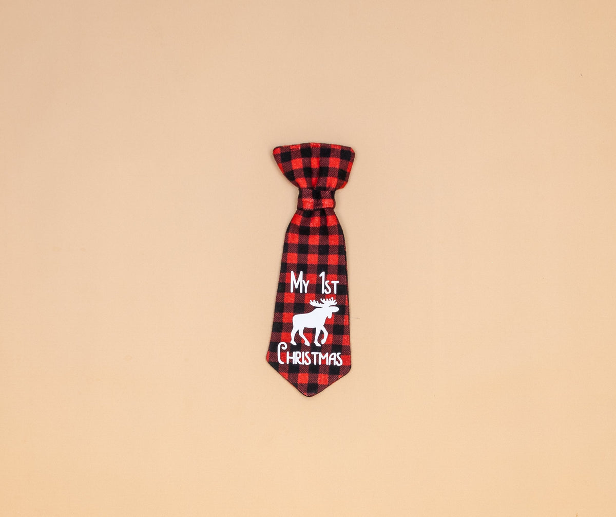Cuddle Sleep Dream Oh Snap Black Suspender / Buffalo Plaid &quot;My 1st Christmas&quot; Tie
