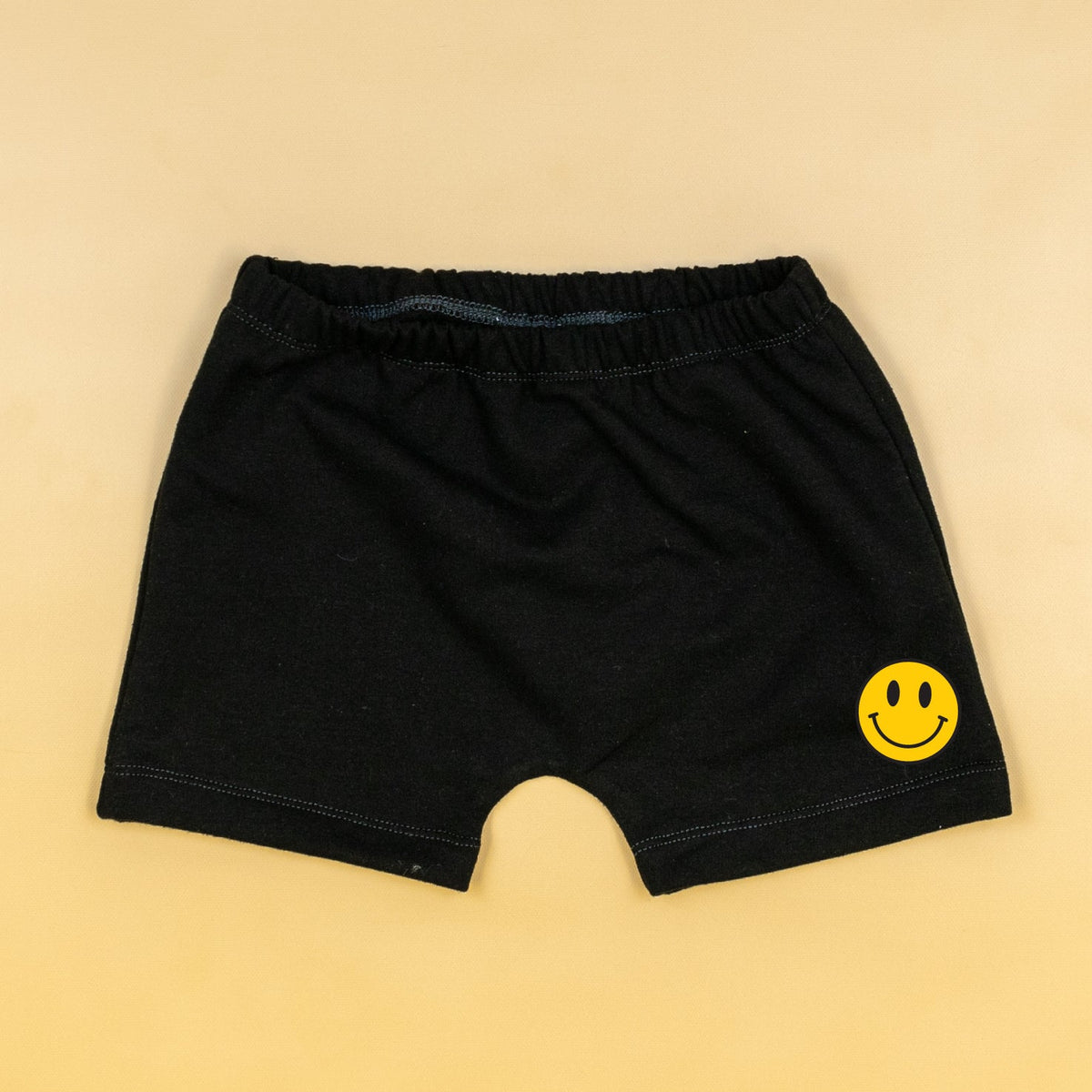 Cuddle Sleep Dream Rolled Hem Shorts Black w/ Smileys | French Terry Shorts