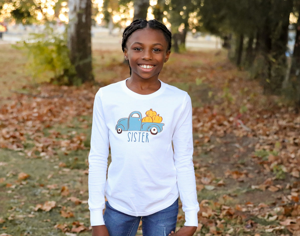 Cuddle Sleep Dream Baby &amp; Toddler Tops Brother/Sister/Cousin of Birthday Boy | Pumpkin Truck Tshirt