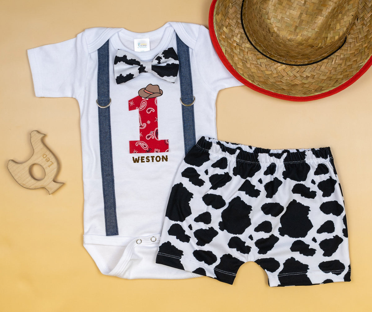 Cuddle Sleep Dream Rolled Hem Shorts Cow Print | DBP Shorts
