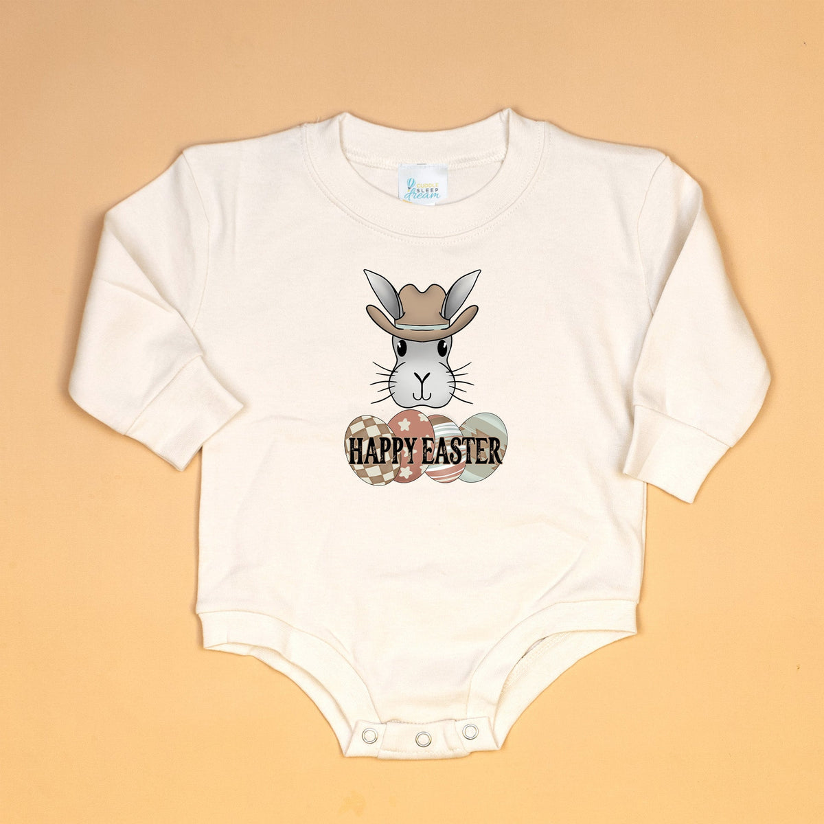 Cuddle Sleep Dream Cowboy Bunny  | Natural Oversized Bodysuit