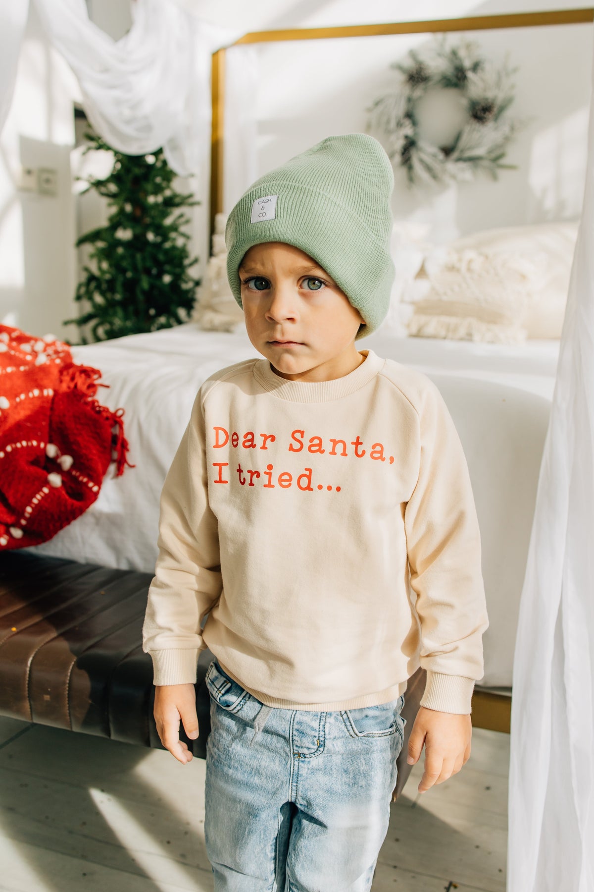 Cuddle Sleep Dream Dear Santa, I Tried | Cream Terry Sweatshirt