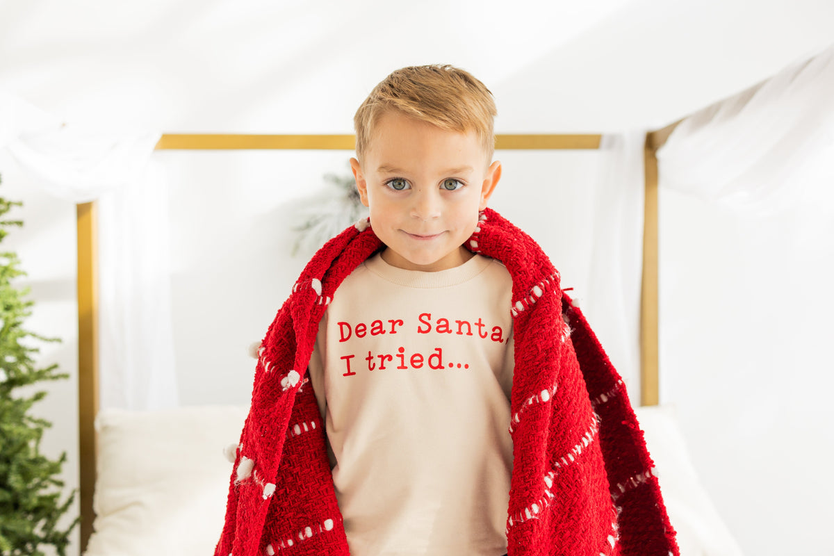 Cuddle Sleep Dream Dear Santa, I Tried | Cream Terry Sweatshirt