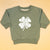 Cuddle Sleep Dream Distressed Four Leaf Clover | Light Olive Sweatshirt