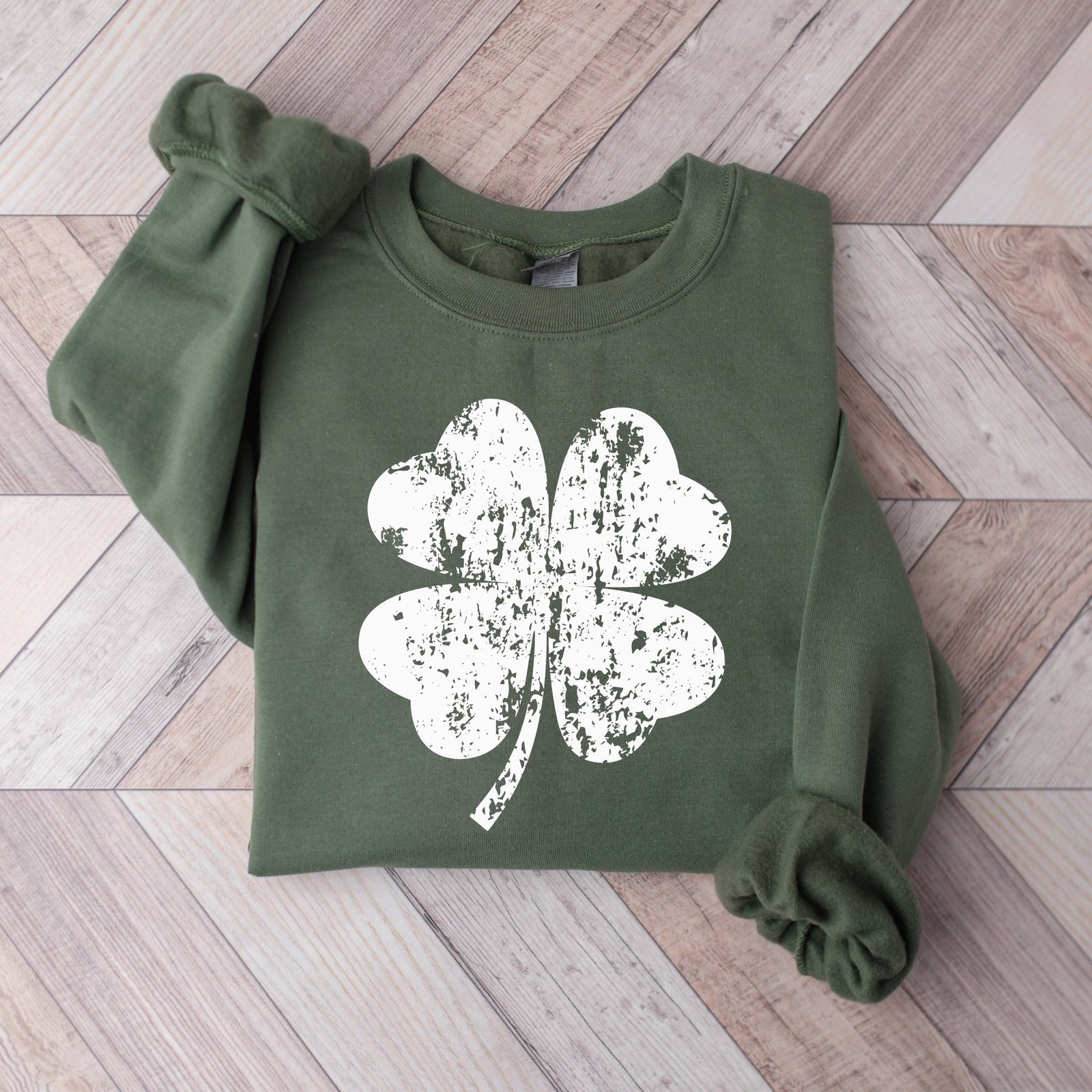 Cuddle Sleep Dream Adult Sweatshirt Distressed Four Leaf Clover | St. Patrick's Day Sweatshirt