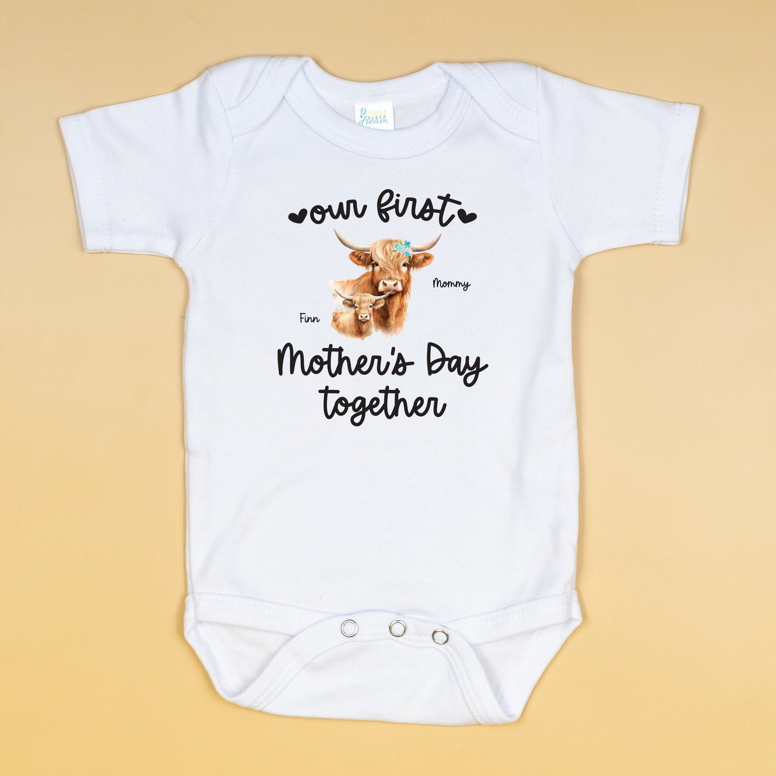 Cuddle Sleep Dream First Mother's Day Personalized Animals | White Bodysuit