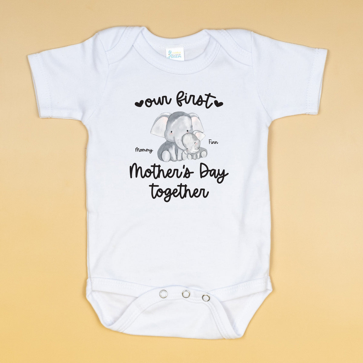 Cuddle Sleep Dream First Mother&#39;s Day Personalized Animals | White Bodysuit