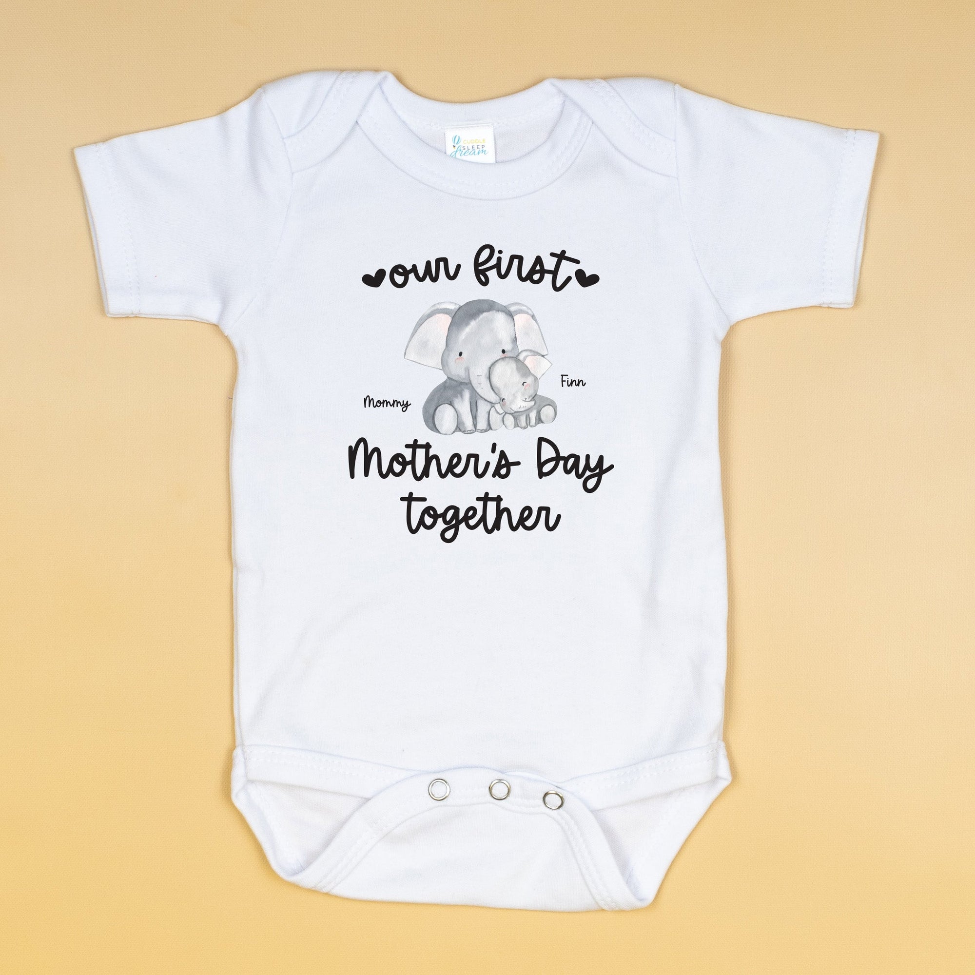 Cuddle Sleep Dream First Mother's Day Personalized Animals | White Bodysuit