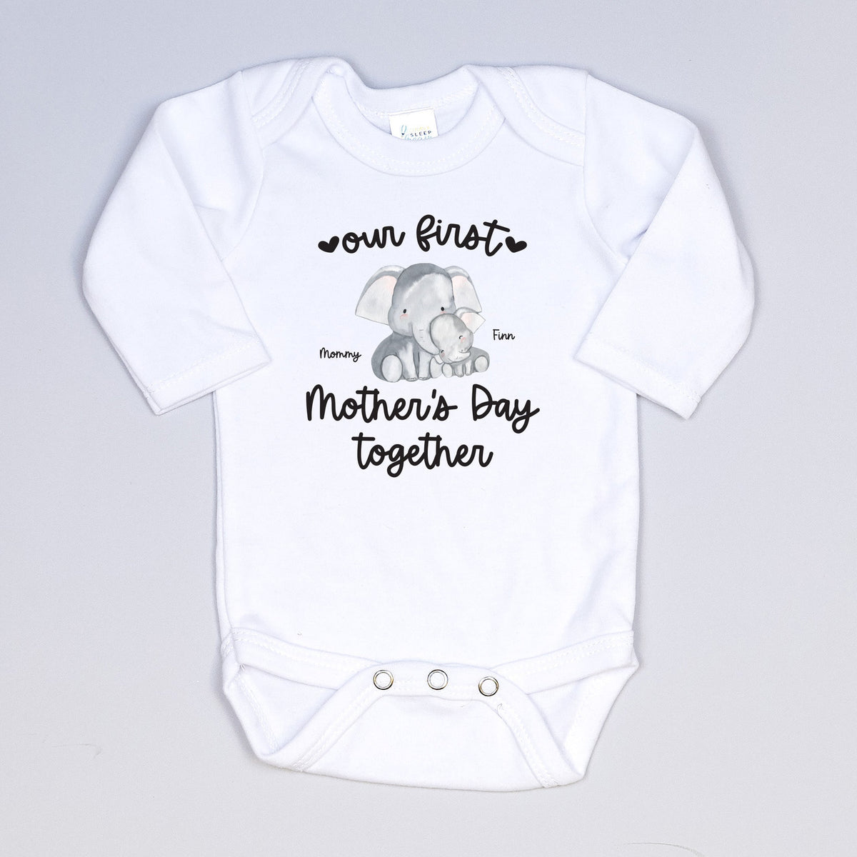 Cuddle Sleep Dream First Mother&#39;s Day Personalized Animals | White Bodysuit