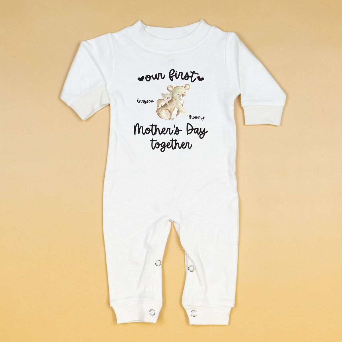 Cuddle Sleep Dream First Mother&#39;s Day Personalized | White Long Romper