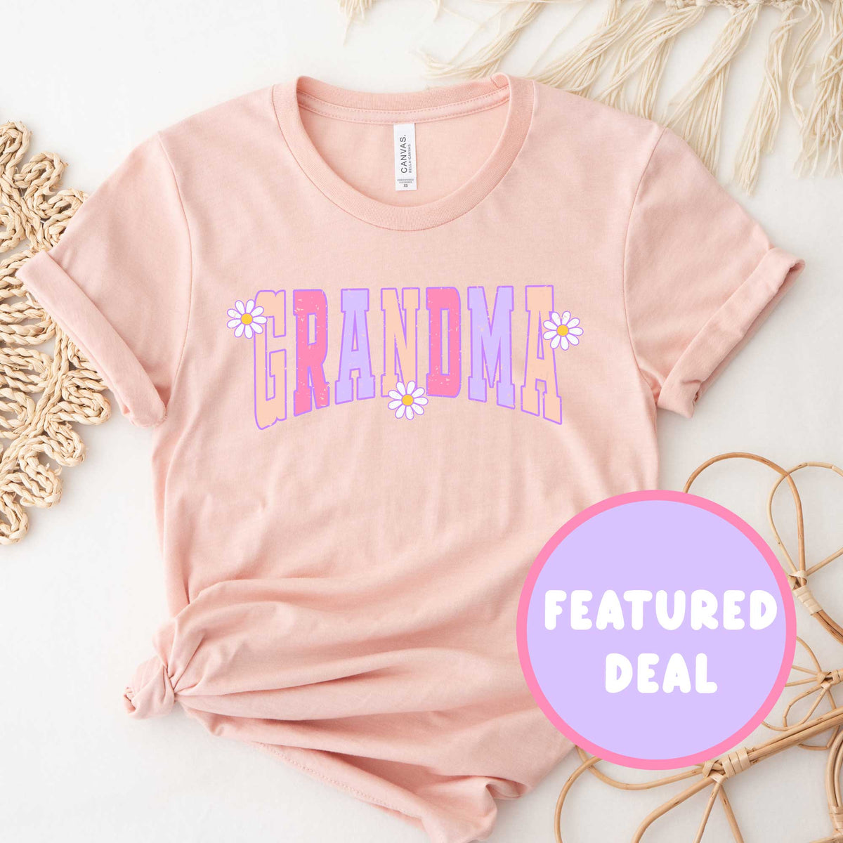 Cuddle Sleep Dream GRANDMA w/ Daisies | Peach Unisex Tshirt