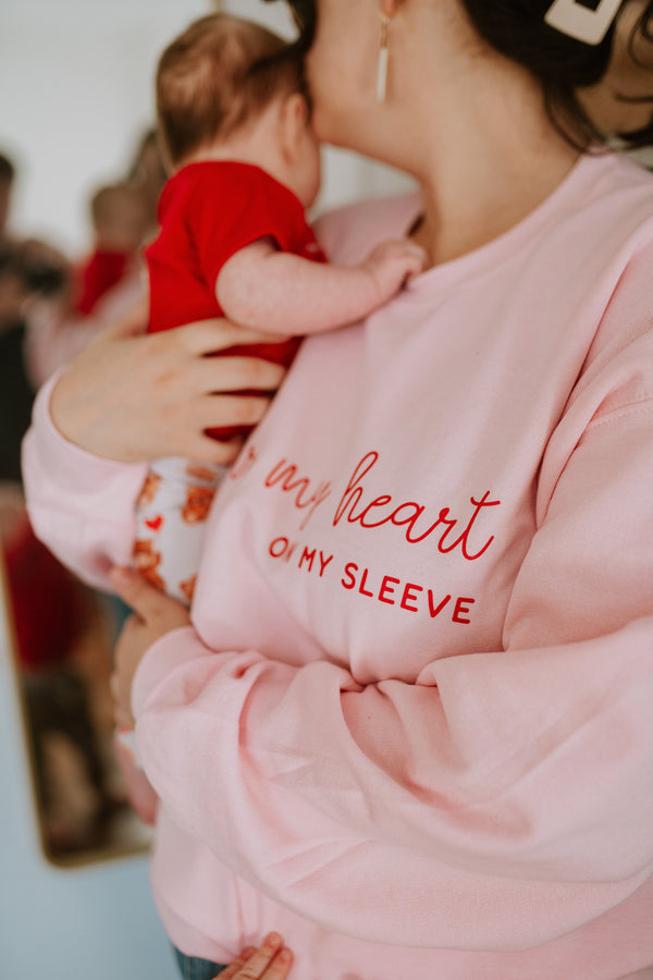 Heart on My Sleeve Pink Sweatshirt Cuddle Sleep Dream