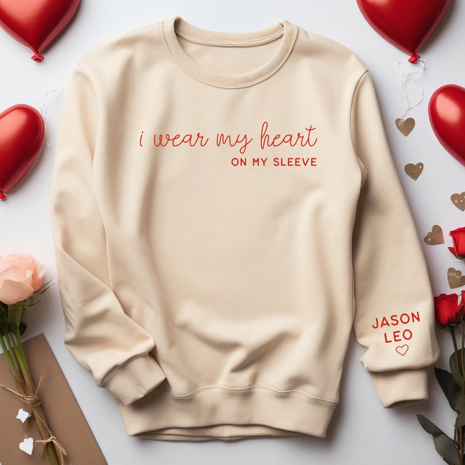Cuddle Sleep Dream Heart on My Sleeve | Sand Sweatshirt