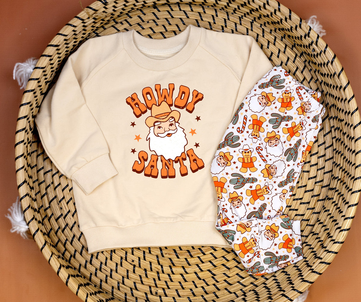 Cuddle Sleep Dream Howdy Santa | Cream Terry Sweatshirt