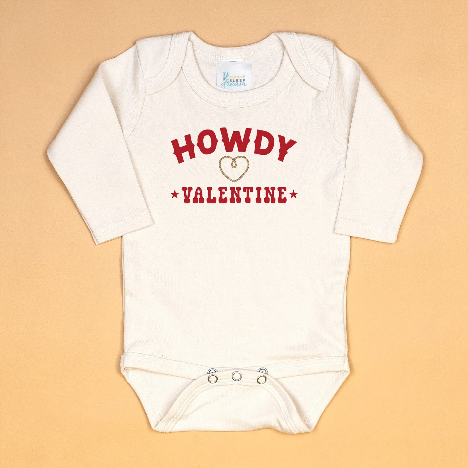 Cuddle Sleep Dream Baby One-Pieces Howdy Valentine | Natural Bodysuit