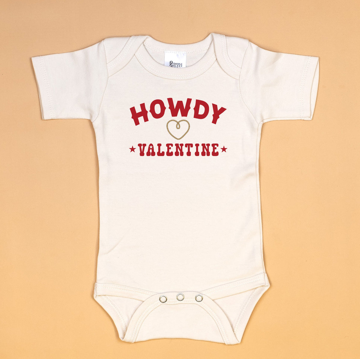 Cuddle Sleep Dream Baby One-Pieces Howdy Valentine | Natural Bodysuit