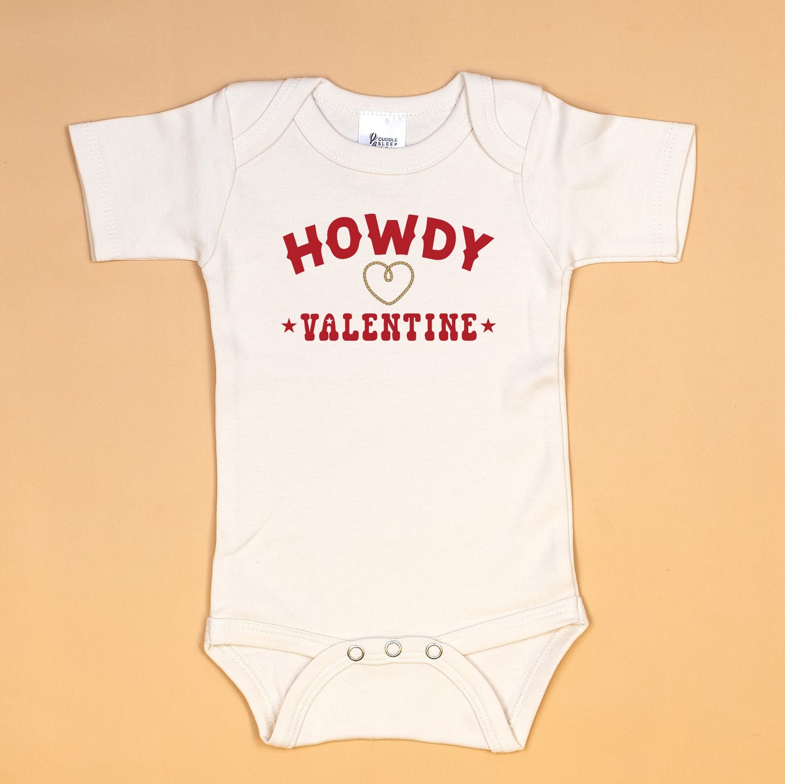 Cuddle Sleep Dream Baby One-Pieces Howdy Valentine | Natural Bodysuit
