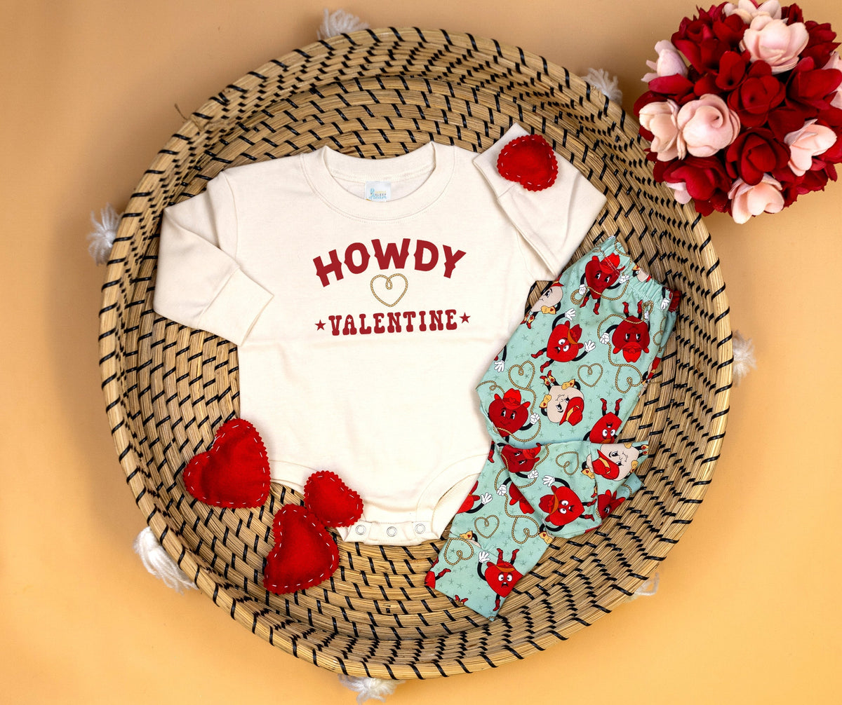 Cuddle Sleep Dream Howdy Valentine | Natural Oversized Bodysuit