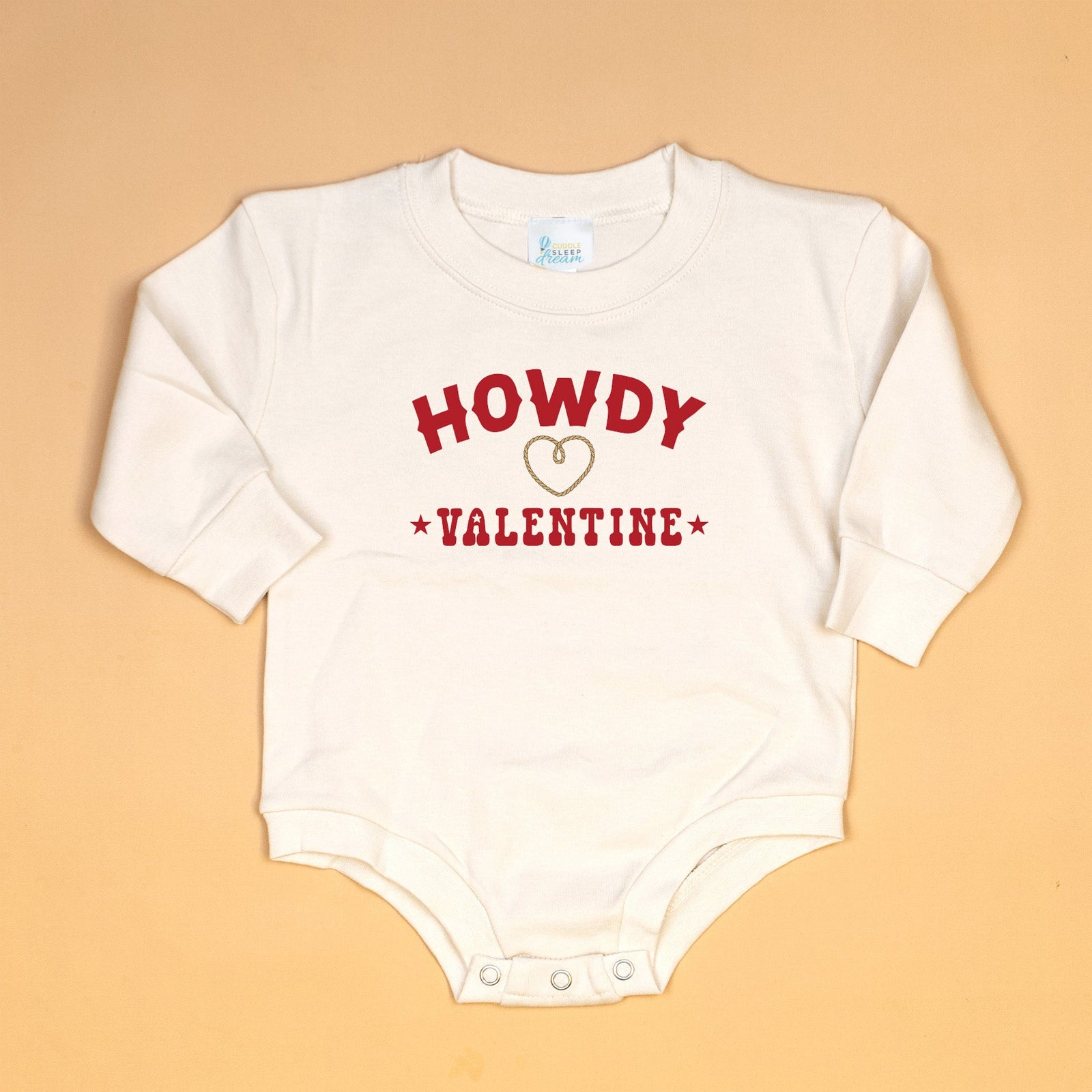 Cuddle Sleep Dream Howdy Valentine | Natural Oversized Bodysuit