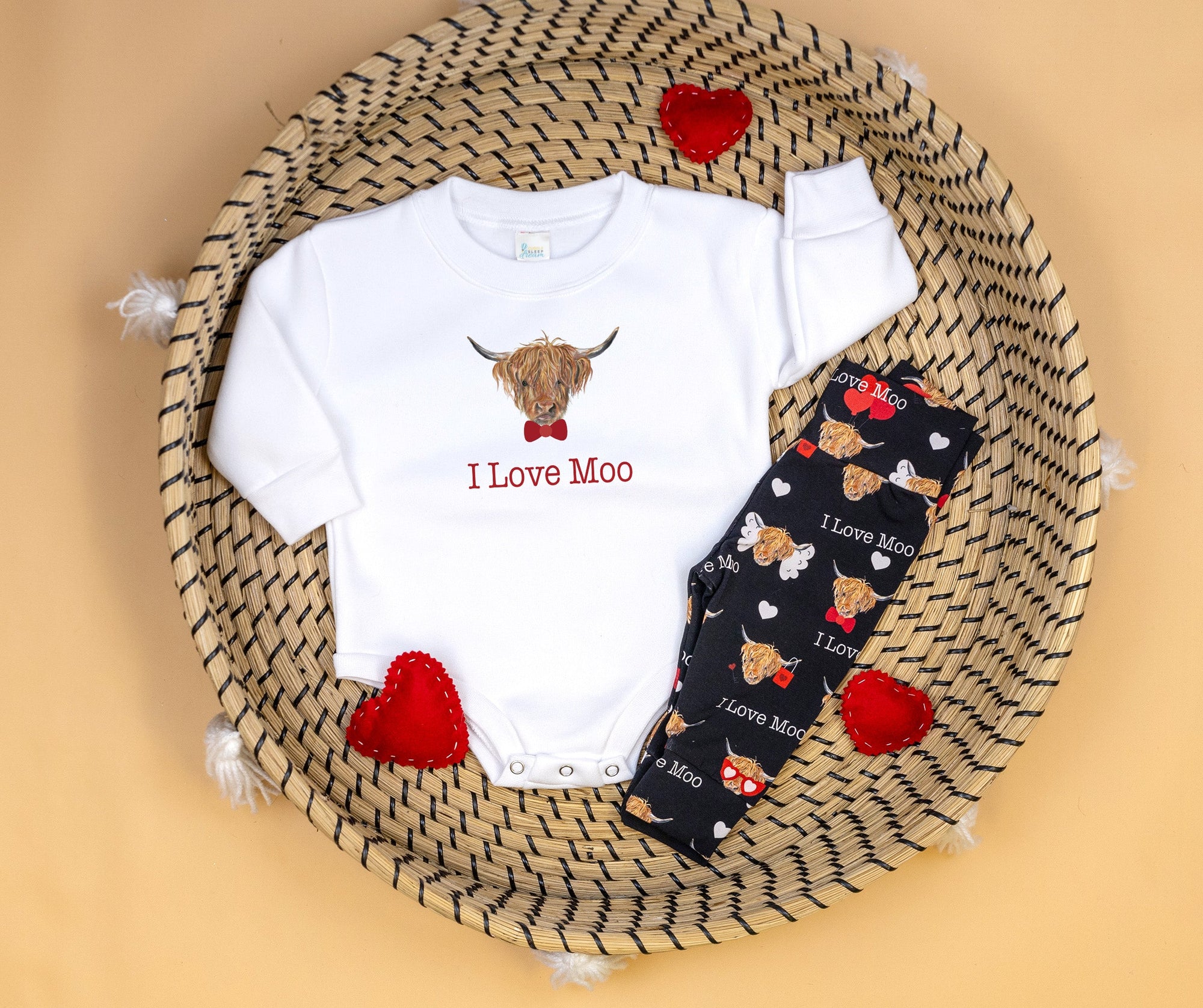 Cuddle Sleep Dream Leggings I Love Moo | Valentine Cow Leggings