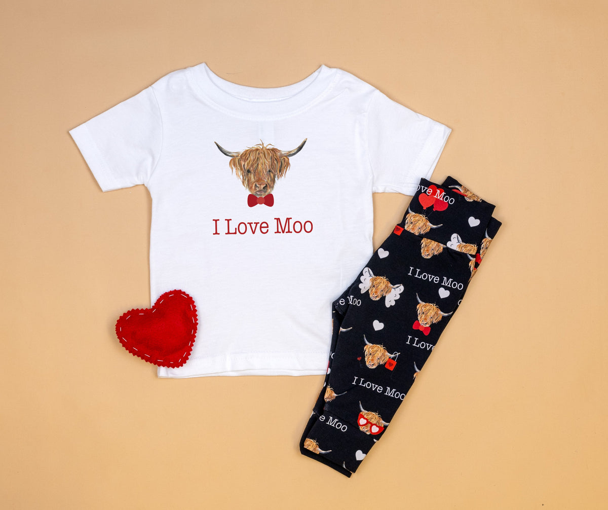 Cuddle Sleep Dream Leggings I Love Moo | Valentine Cow Leggings