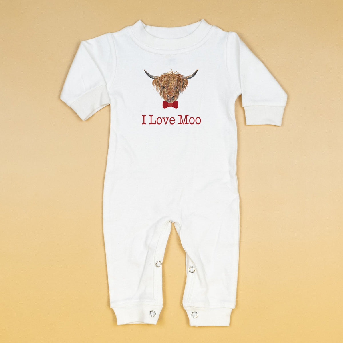Cuddle Sleep Dream I Love Moo | White Long Romper