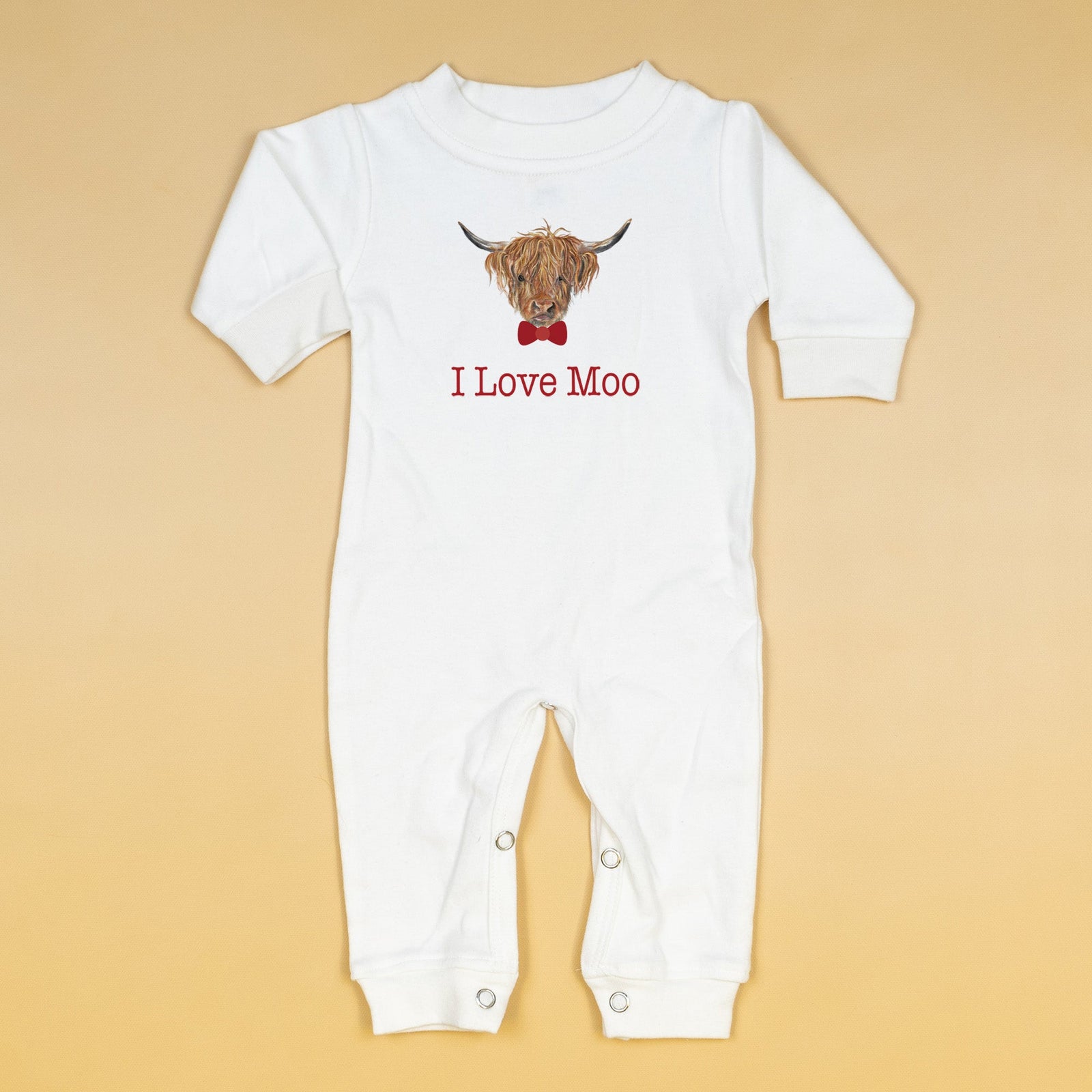 Cuddle Sleep Dream I Love Moo | White Long Romper