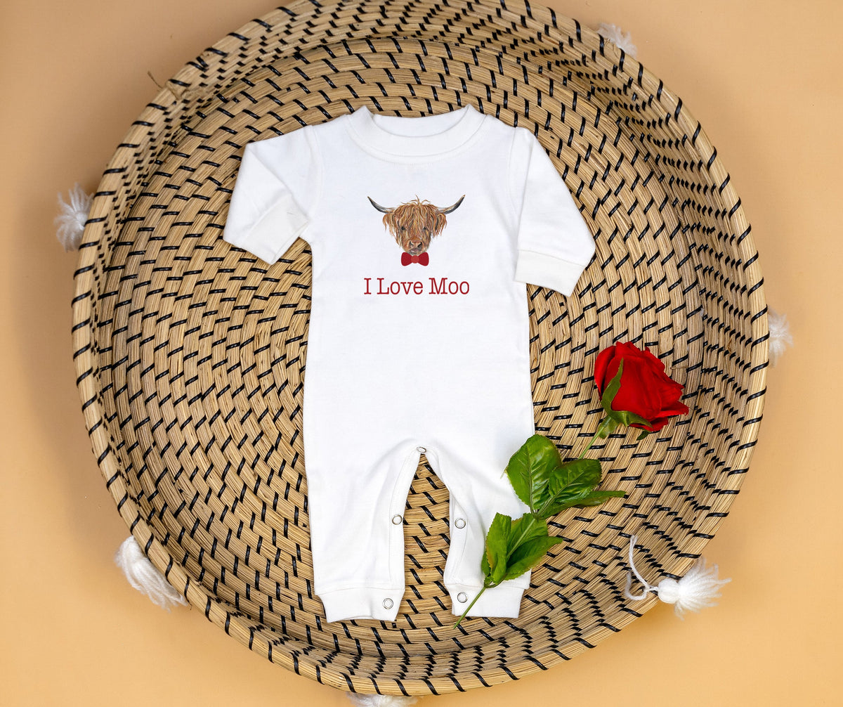 Cuddle Sleep Dream I Love Moo | White Long Romper