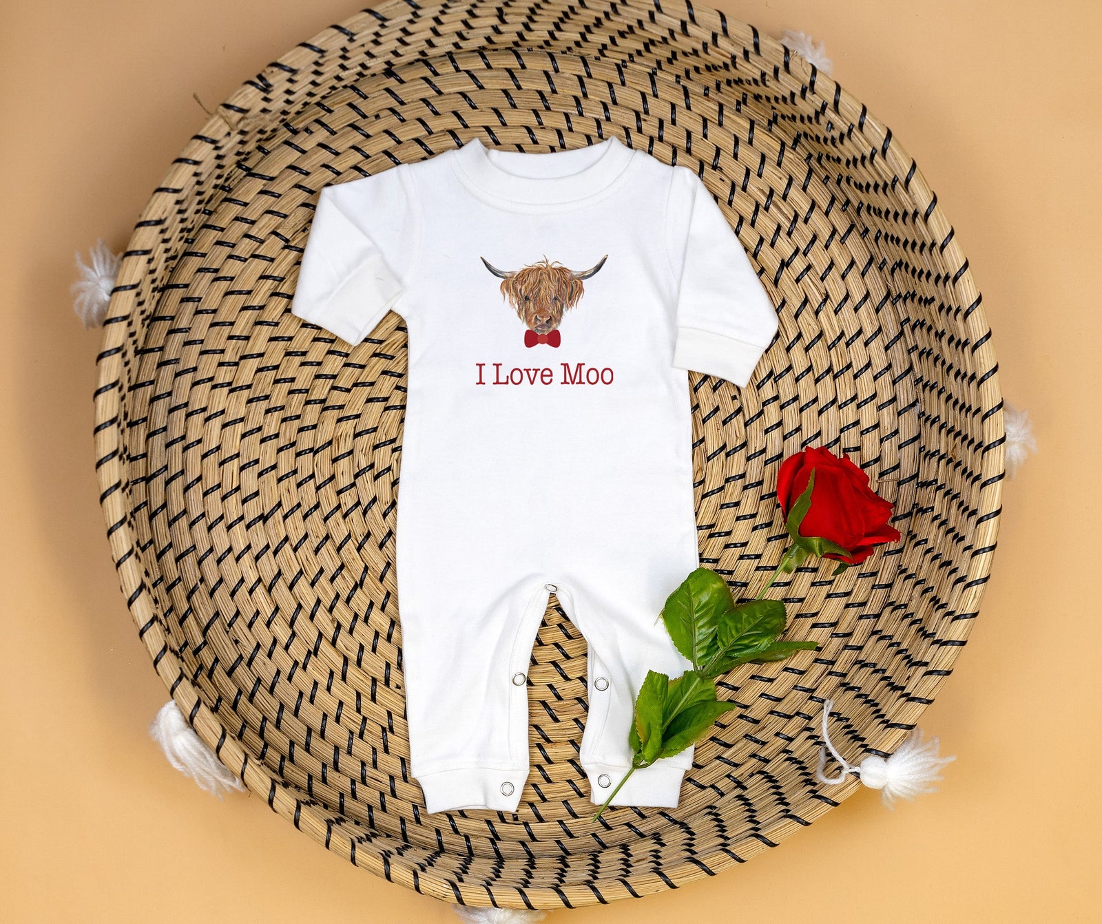 Cuddle Sleep Dream I Love Moo | White Long Romper