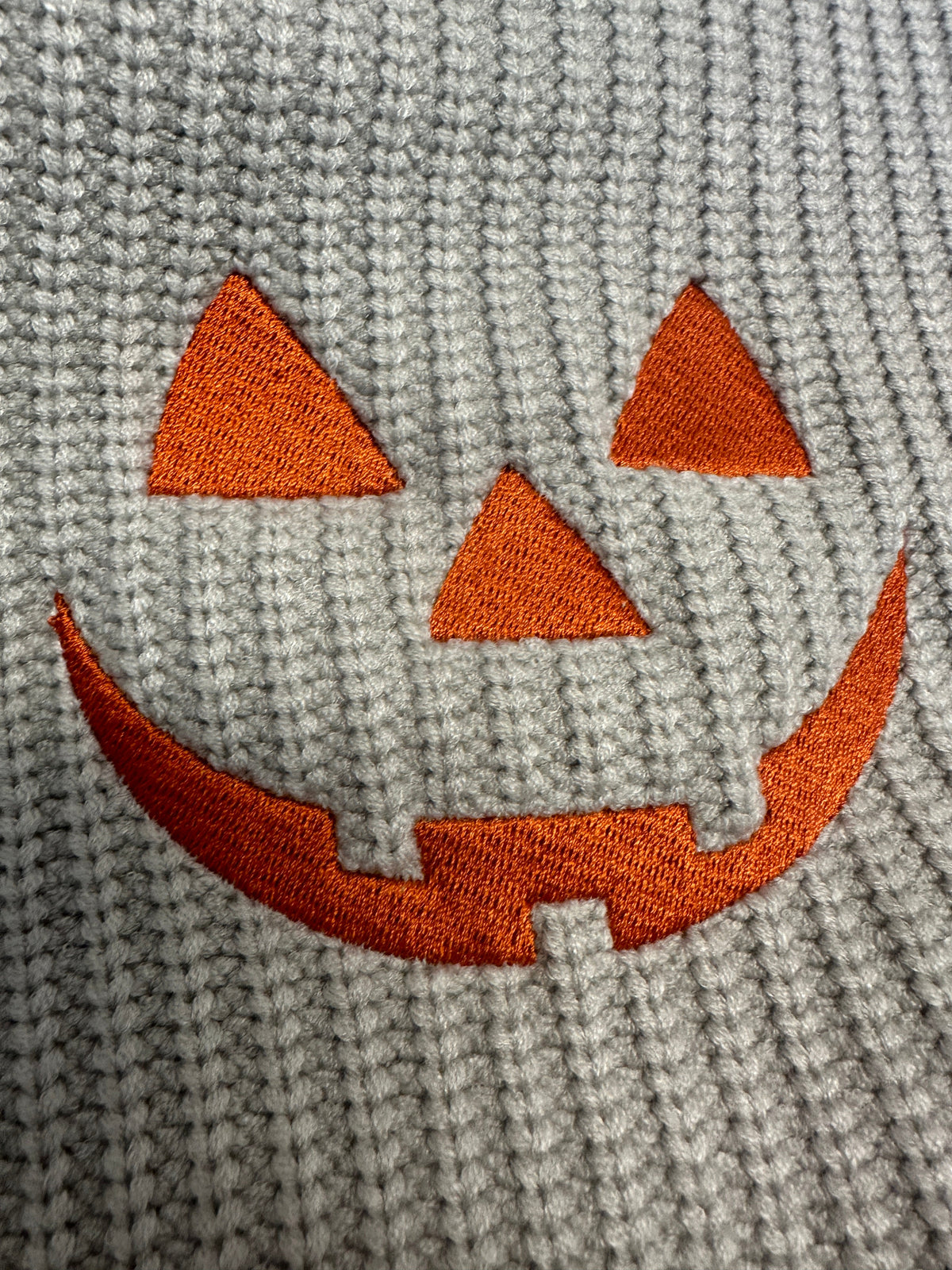 Cuddle Sleep Dream Jack o&#39; Lantern on Gray | Embroidered Sweater