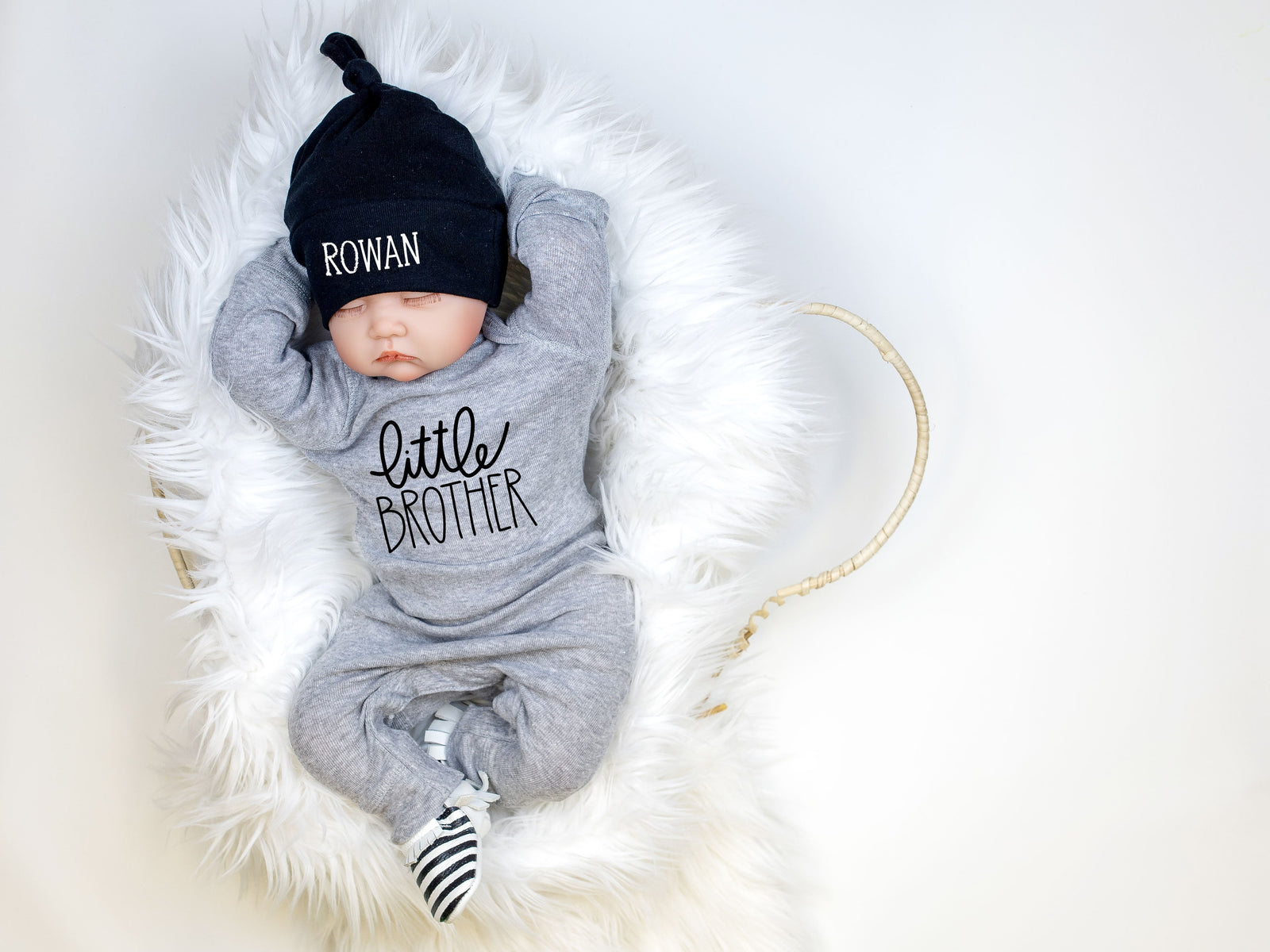 Cuddle Sleep Dream Little Brother Romper | Heather Gray w/ black